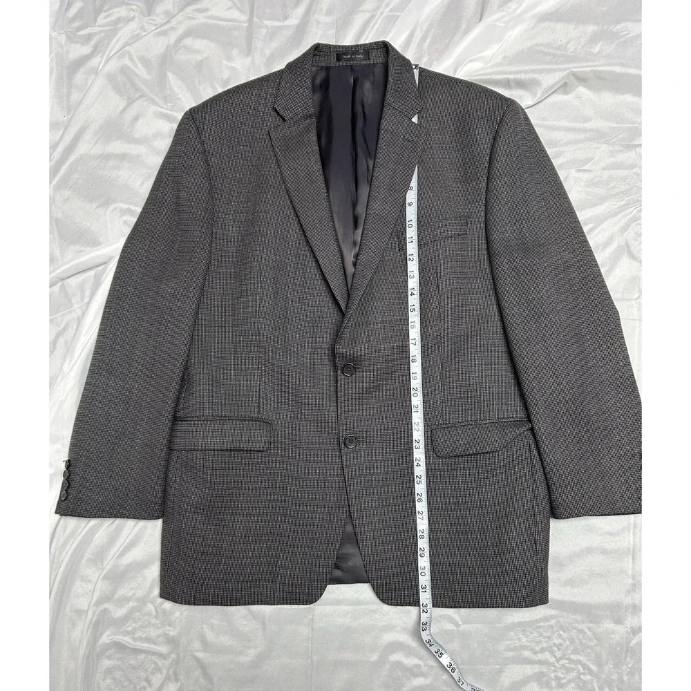 Lauren Ralph Lauren Gray Houndstooth Blazer Luxury Sports Jacket, 100% Wool, 44R